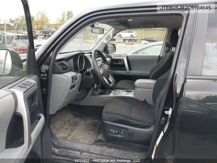 2012 TOYOTA 4RUNNER VIN JTEBU5JR2C5104645 — фото 5