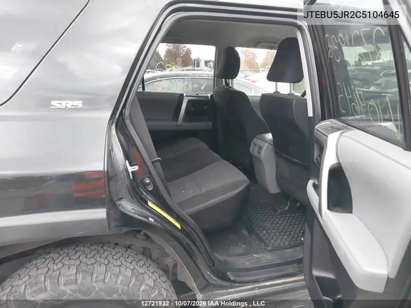 2012 TOYOTA 4RUNNER VIN JTEBU5JR2C5104645 — фото 8