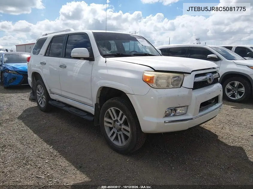TOYOTA 4RUNNER 2012, VIN JTEBU5JR8C5081775