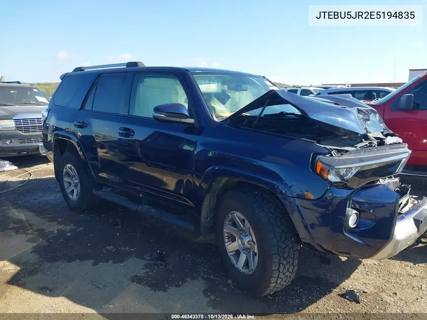TOYOTA 4RUNNER 2014, VIN JTEBU5JR2E5194835