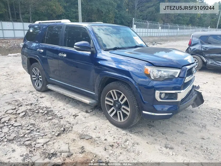 TOYOTA 4RUNNER 2015, VIN JTEZU5JR5F5109244