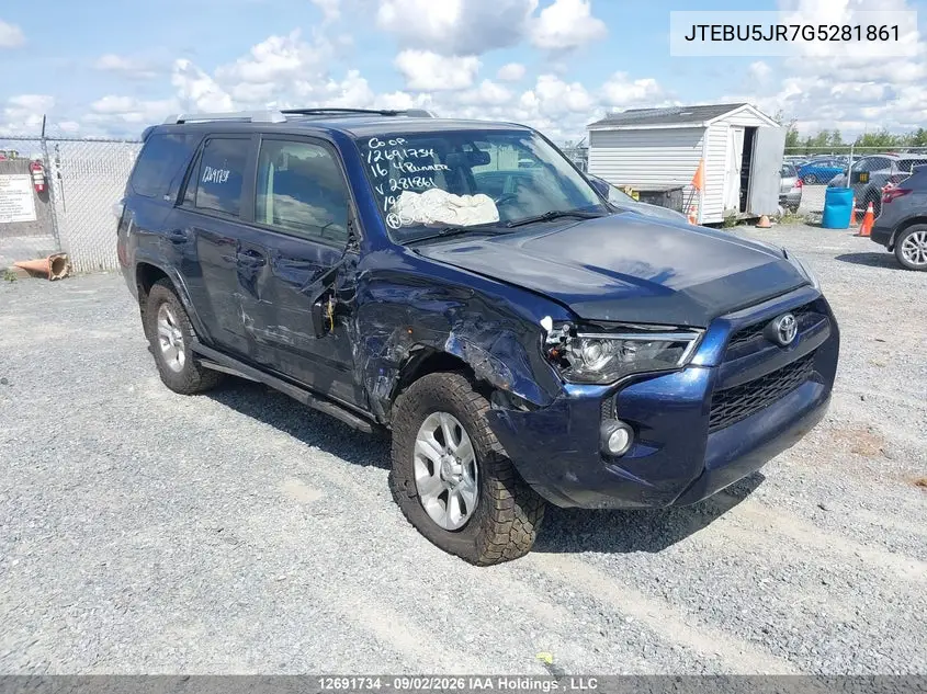 TOYOTA 4RUNNER 2016, VIN JTEBU5JR7G5281861