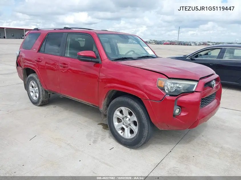 TOYOTA 4RUNNER 2016, VIN JTEZU5JR1G5119447