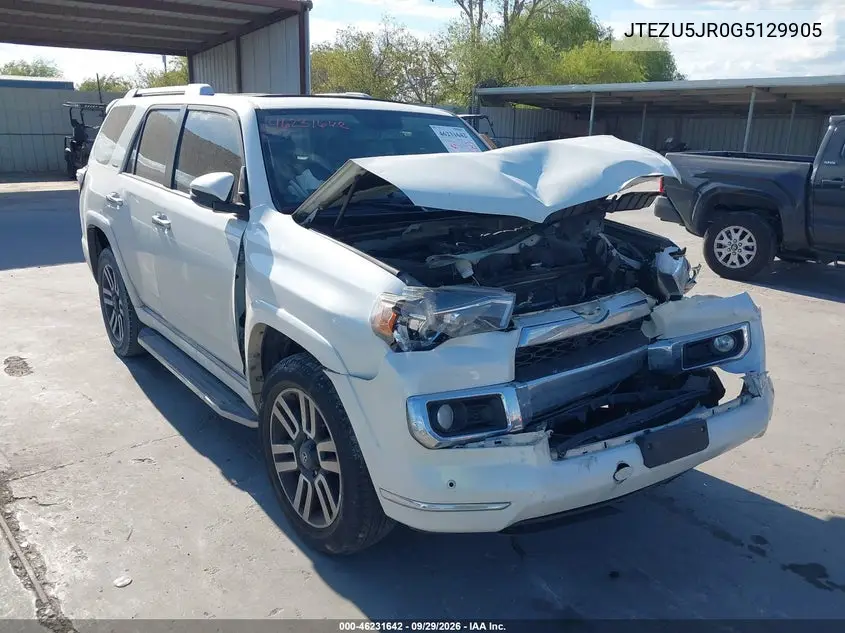 TOYOTA 4RUNNER 2016, VIN JTEZU5JR0G5129905