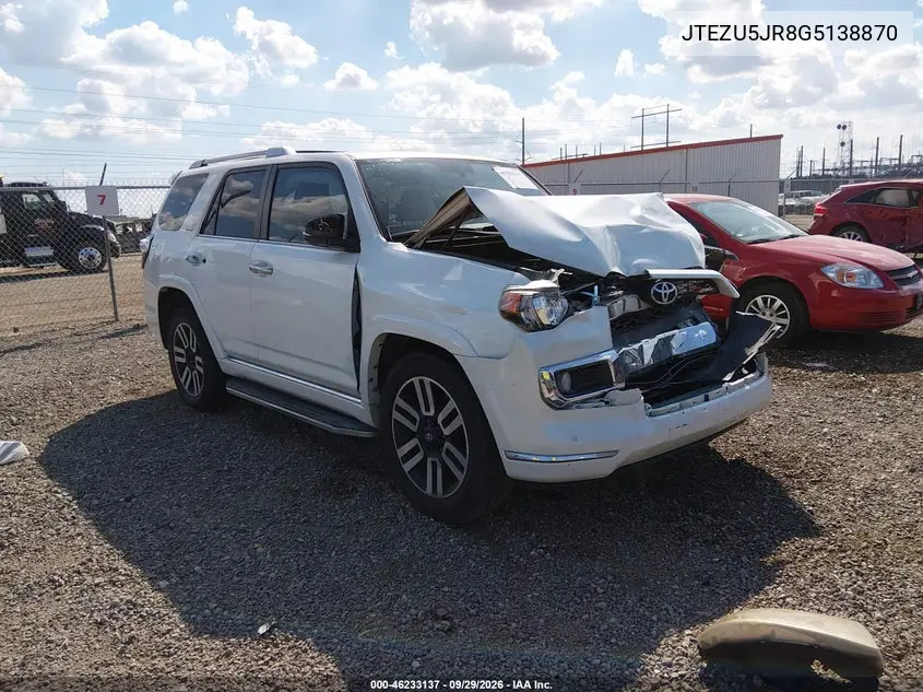 TOYOTA 4RUNNER 2016, VIN JTEZU5JR8G5138870