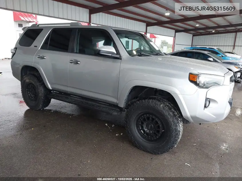 TOYOTA 4RUNNER 2016, VIN JTEBU5JR4G5315609