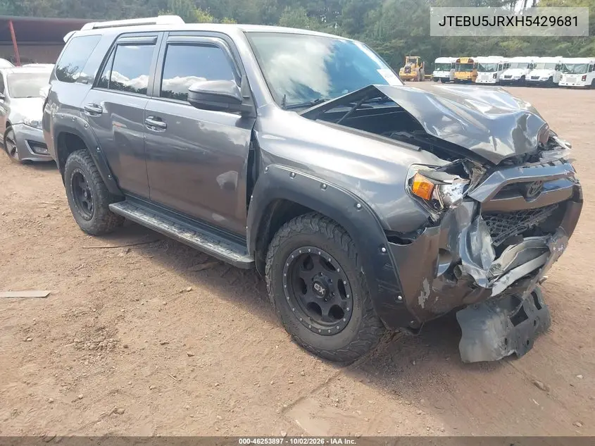 TOYOTA 4RUNNER 2017, VIN JTEBU5JRXH5429681