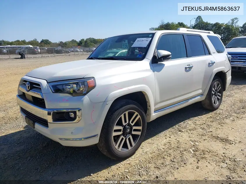 2021 TOYOTA 4RUNNER VIN JTEKU5JR4M5863637 — фото 2