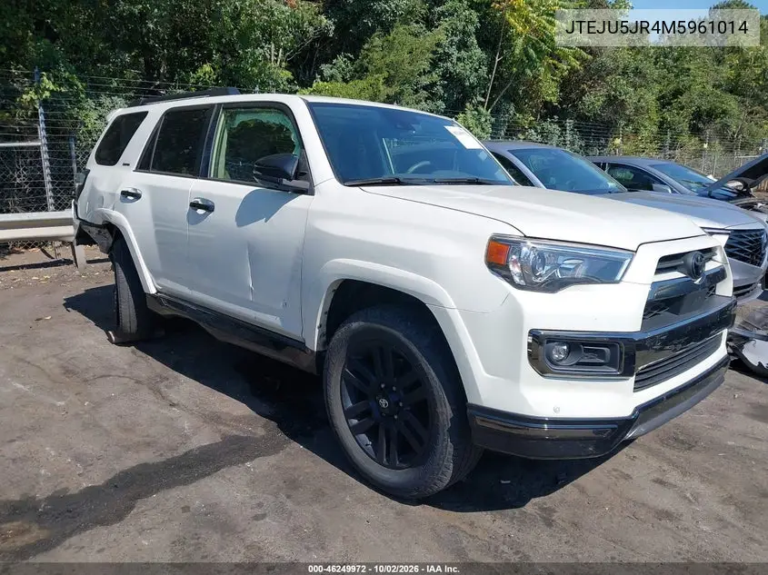TOYOTA 4RUNNER 2021, VIN JTEJU5JR4M5961014
