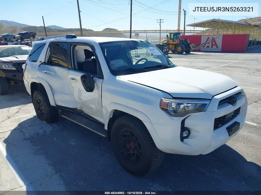 TOYOTA 4RUNNER 2022, VIN JTEEU5JR3N5263321