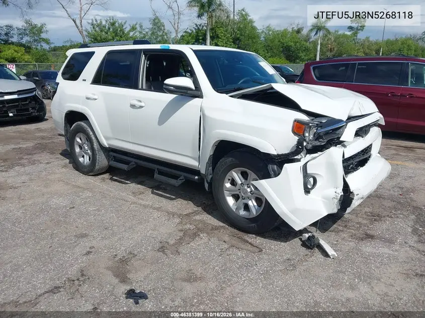 TOYOTA 4RUNNER 2022, VIN JTEFU5JR3N5268118