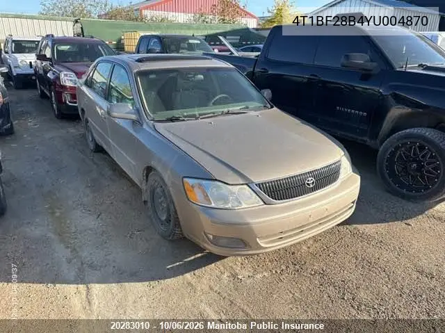 TOYOTA AVALON 2000, VIN 4T1BF28B4YU004870