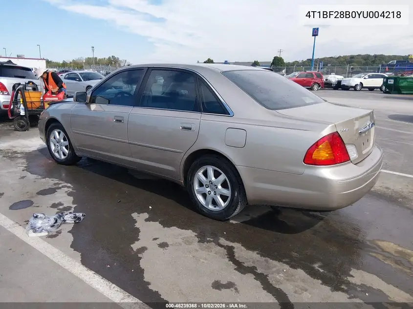 2000 TOYOTA AVALON VIN 4T1BF28B0YU004218 — фото 3