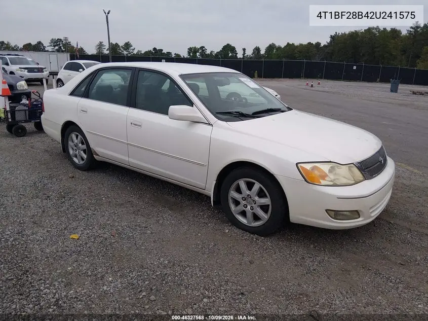 TOYOTA AVALON 2002, VIN 4T1BF28B42U241575