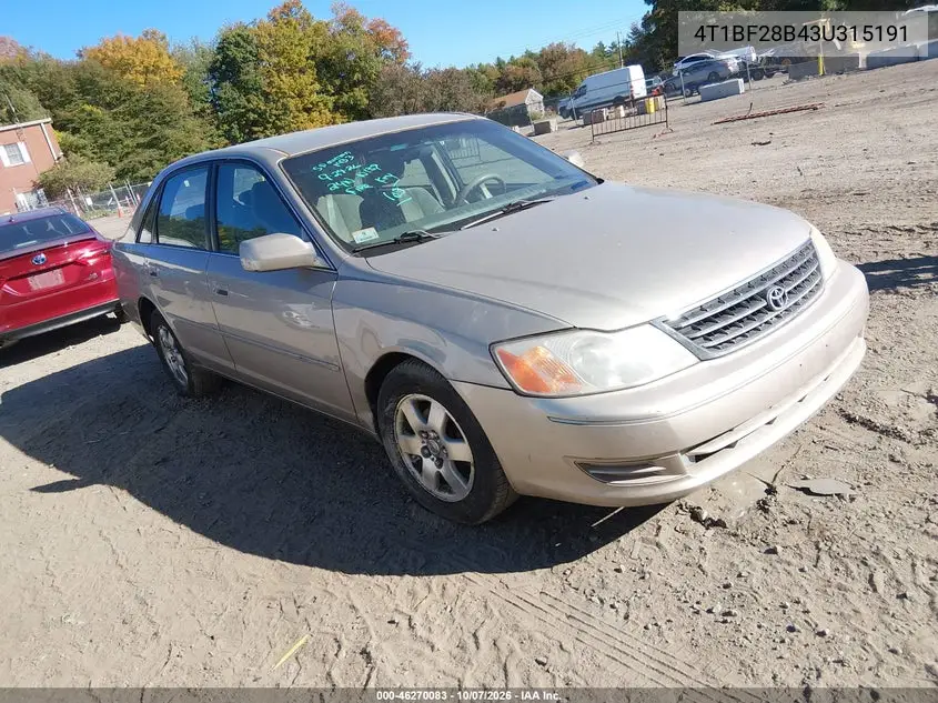 TOYOTA AVALON 2003, VIN 4T1BF28B43U315191