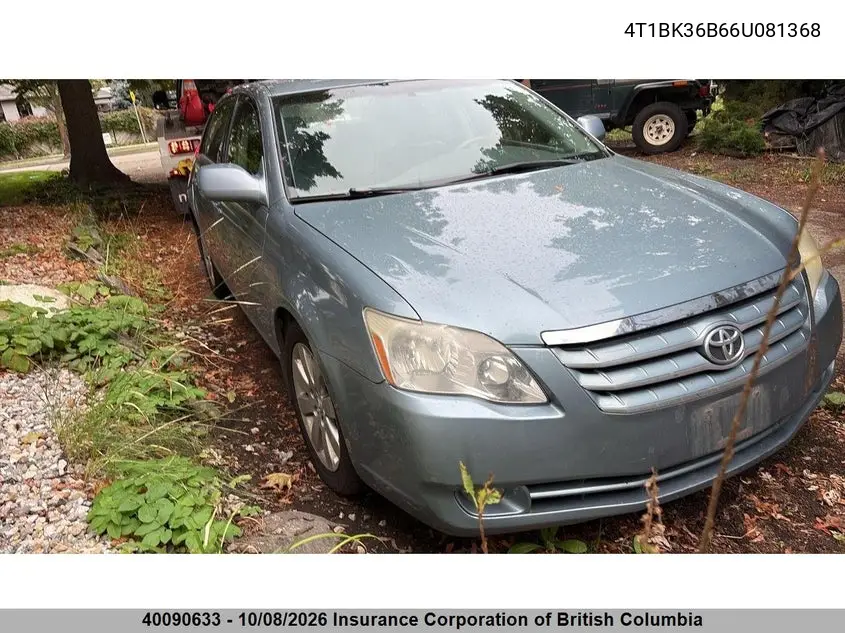 TOYOTA AVALON 2006, VIN 4T1BK36B66U081368