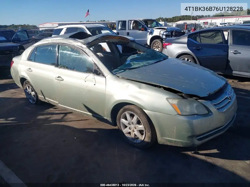 TOYOTA AVALON 2006, VIN 4T1BK36B76U128228