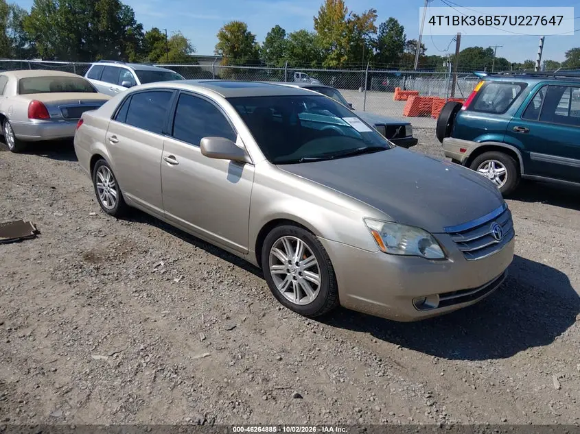 TOYOTA AVALON 2007, VIN 4T1BK36B57U227647