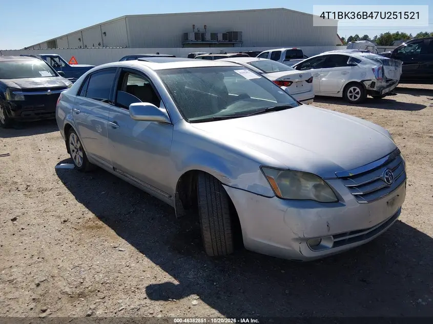TOYOTA AVALON 2007, VIN 4T1BK36B47U251521