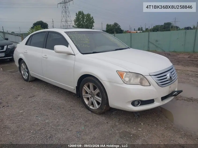 TOYOTA AVALON 2008, VIN 4T1BK36BX8U258846