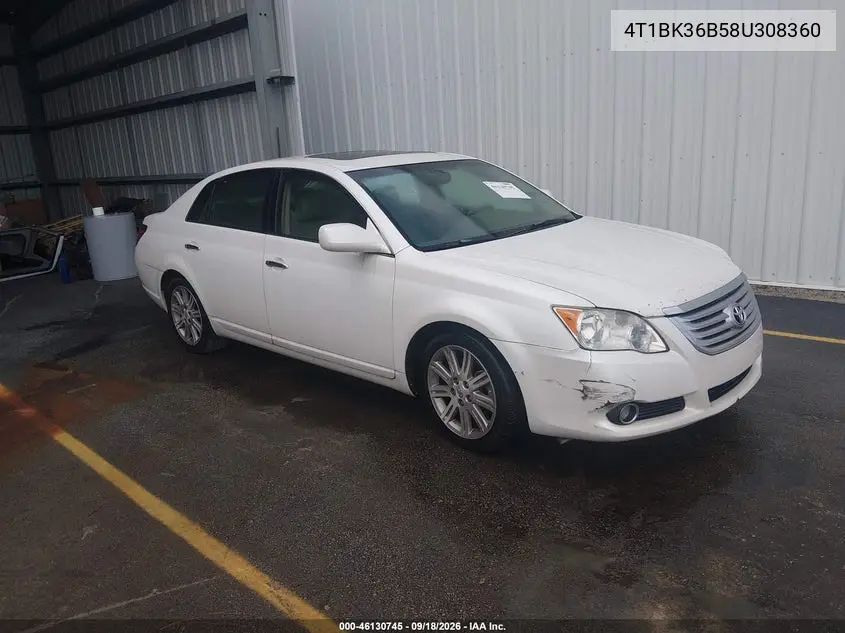 TOYOTA AVALON 2008, VIN 4T1BK36B58U308360