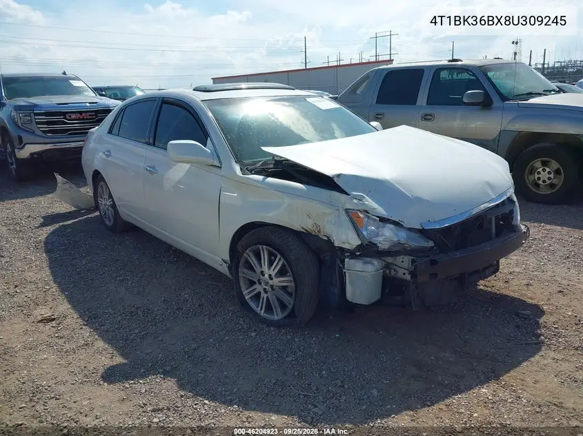 TOYOTA AVALON 2008, VIN 4T1BK36BX8U309245
