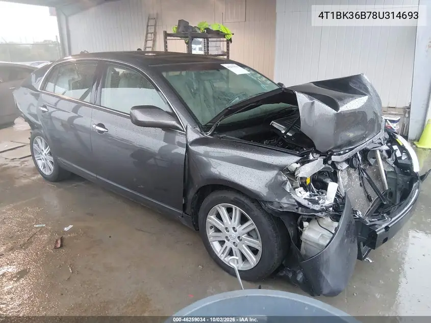 TOYOTA AVALON 2008, VIN 4T1BK36B78U314693