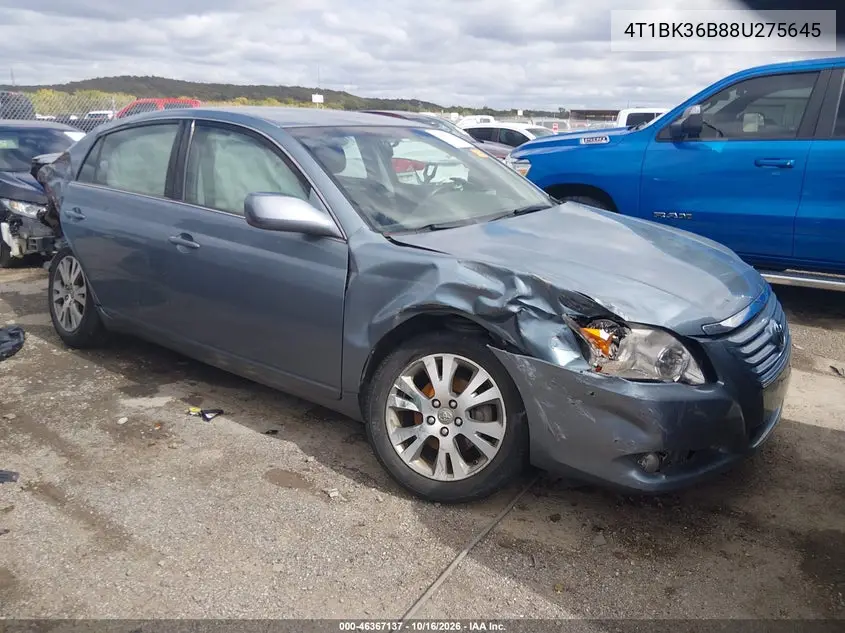 TOYOTA AVALON 2008, VIN 4T1BK36B88U275645