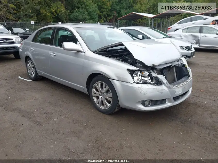 TOYOTA AVALON 2008, VIN 4T1BK36B78U259033
