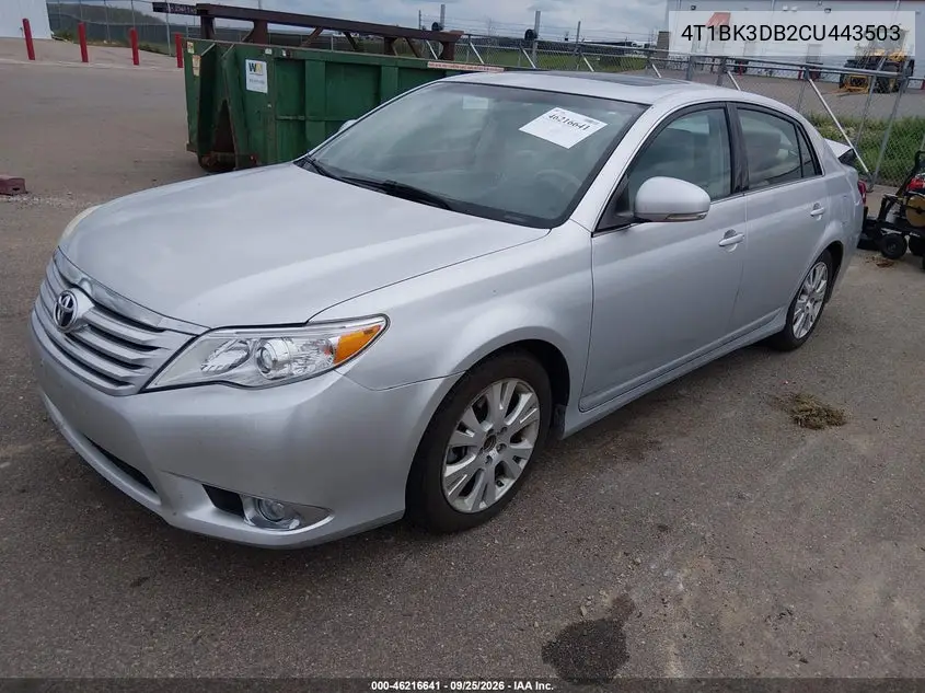 2012 TOYOTA AVALON VIN 4T1BK3DB2CU443503 — фото 2
