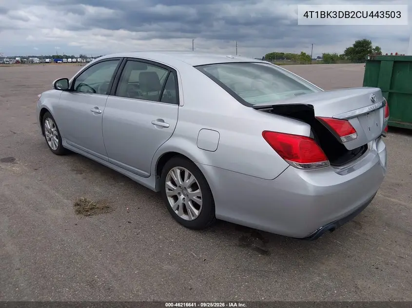 2012 TOYOTA AVALON VIN 4T1BK3DB2CU443503 — фото 3