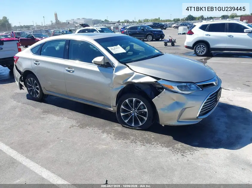 TOYOTA AVALON 2016, VIN 4T1BK1EB1GU239445
