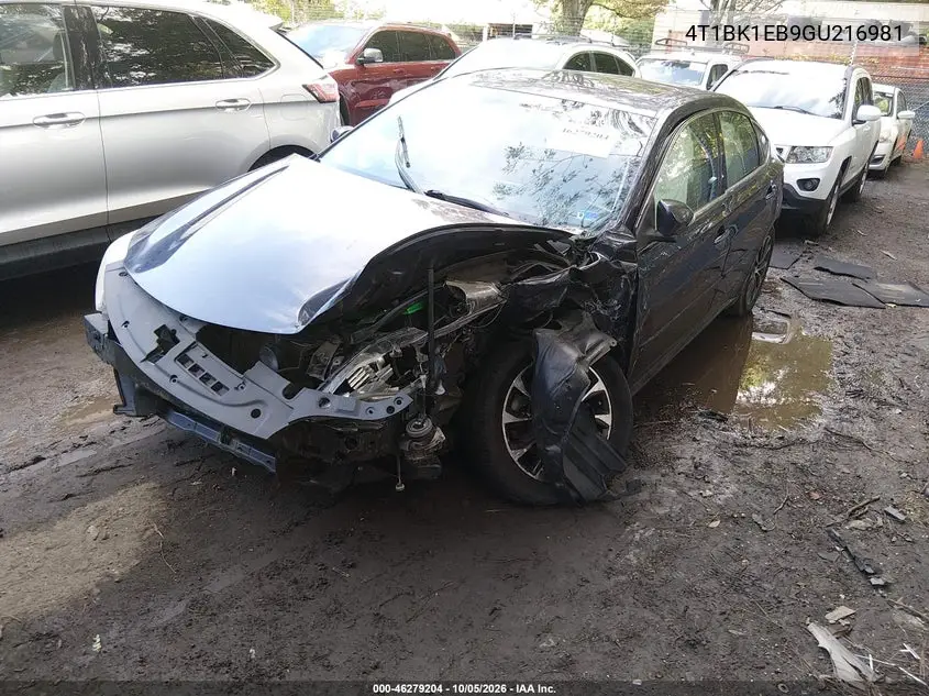 2016 TOYOTA AVALON VIN 4T1BK1EB9GU216981 — фото 2