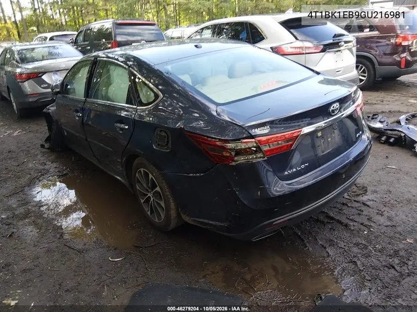 2016 TOYOTA AVALON VIN 4T1BK1EB9GU216981 — фото 3