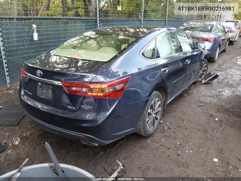 2016 TOYOTA AVALON VIN 4T1BK1EB9GU216981 — фото 4