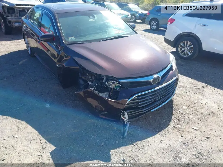 TOYOTA AVALON 2016, VIN 4T1BK1EB5GU227959