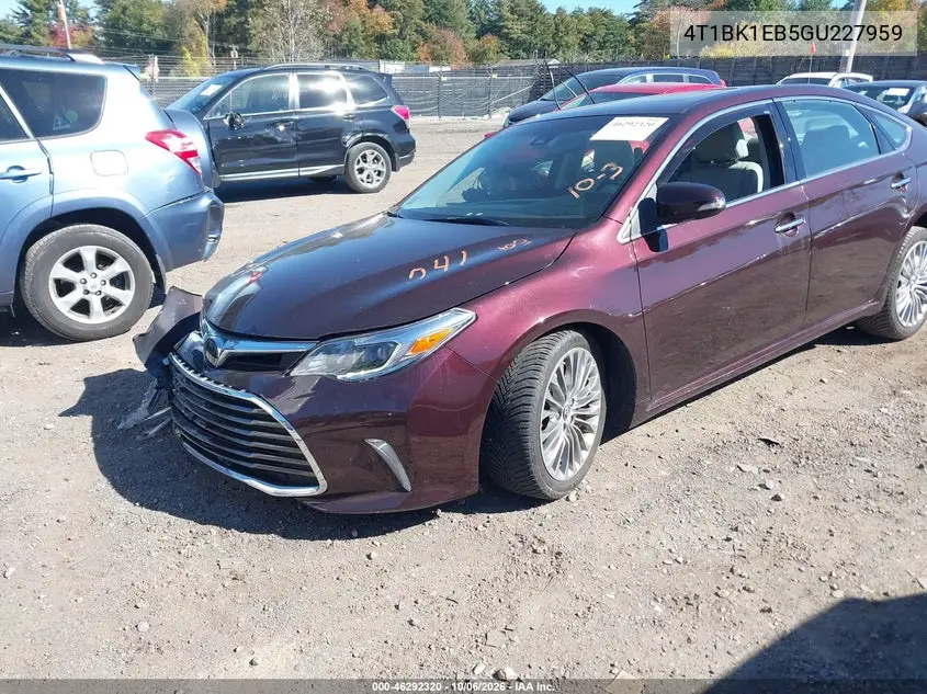 2016 TOYOTA AVALON VIN 4T1BK1EB5GU227959 — фото 2