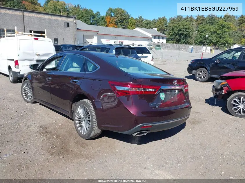 2016 TOYOTA AVALON VIN 4T1BK1EB5GU227959 — фото 3