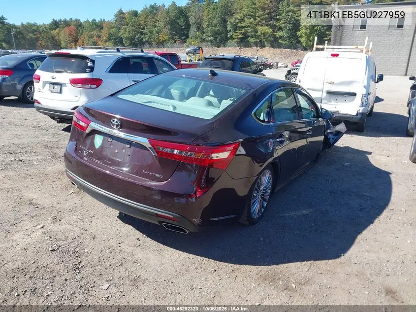 2016 TOYOTA AVALON VIN 4T1BK1EB5GU227959 — фото 4