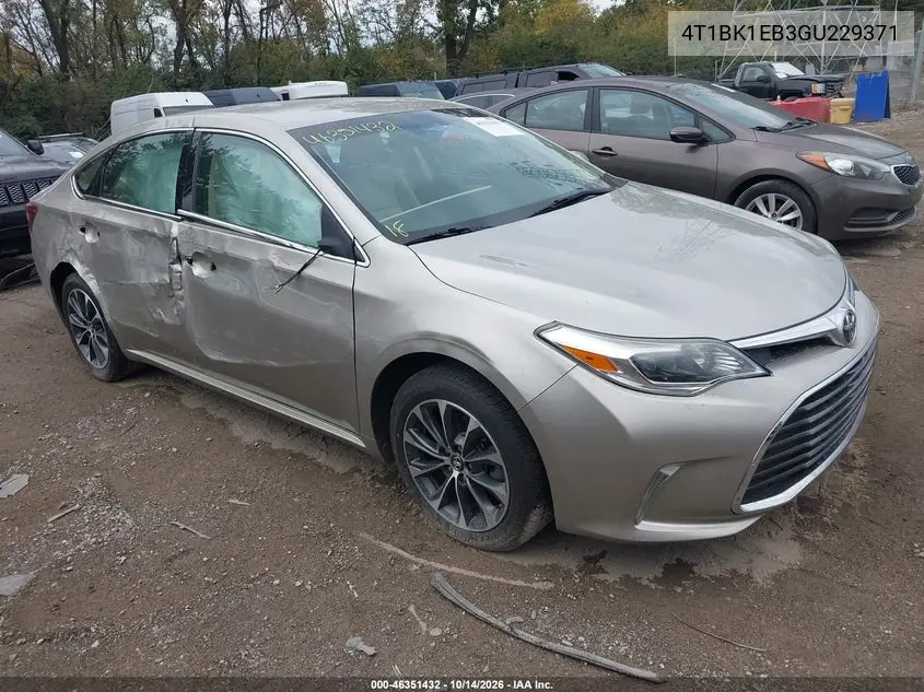 TOYOTA AVALON 2016, VIN 4T1BK1EB3GU229371