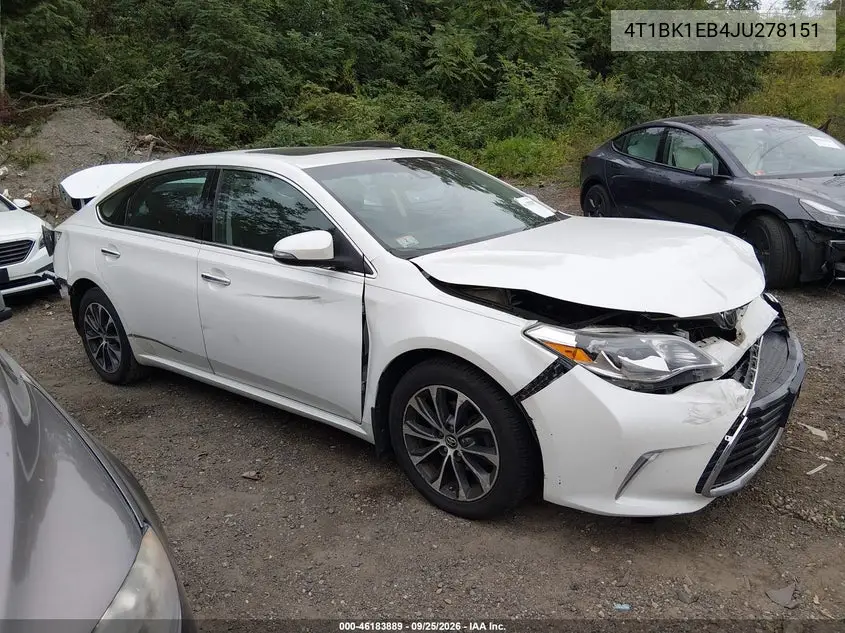 TOYOTA AVALON 2018, VIN 4T1BK1EB4JU278151