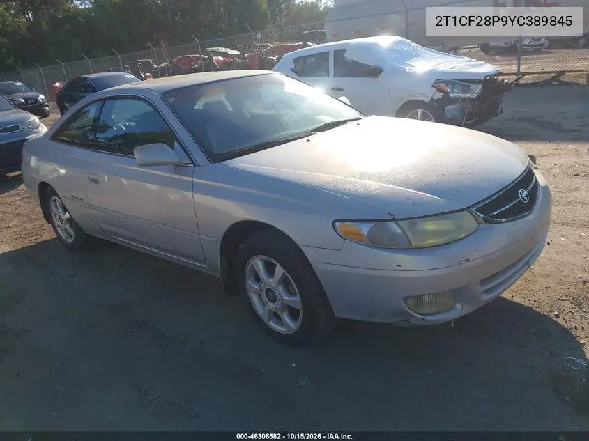 TOYOTA CAMRY SOLARA 2000, VIN 2T1CF28P9YC389845