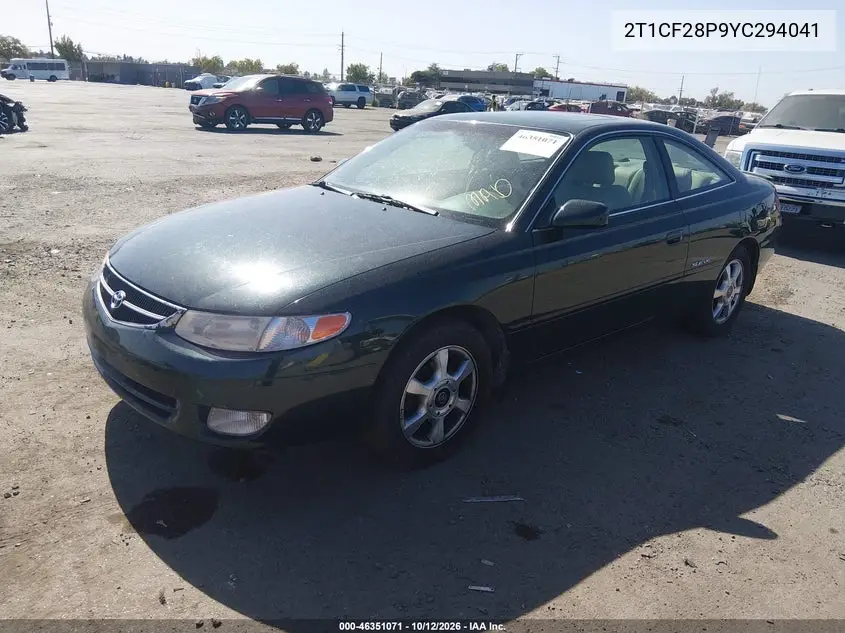 2000 TOYOTA CAMRY SOLARA VIN 2T1CF28P9YC294041 — фото 2