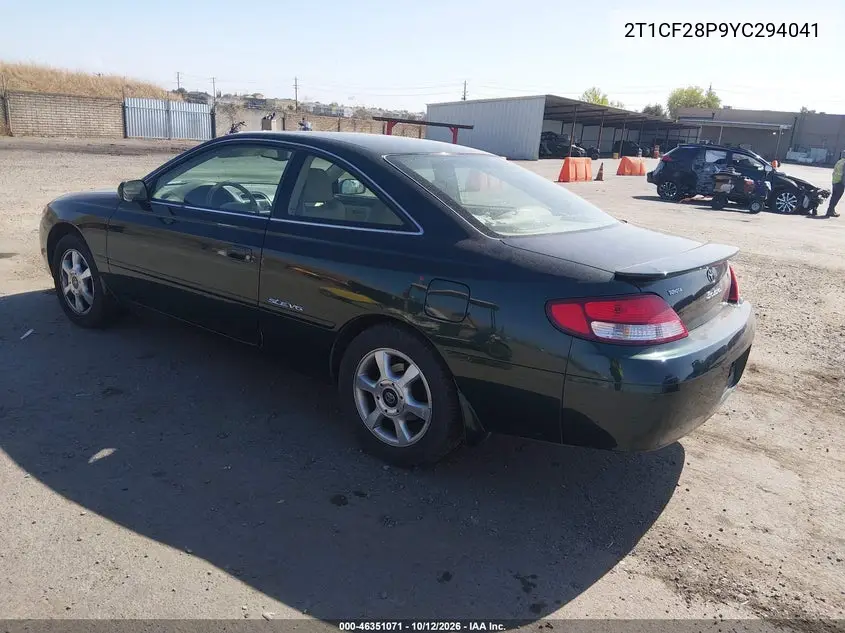 2000 TOYOTA CAMRY SOLARA VIN 2T1CF28P9YC294041 — фото 3