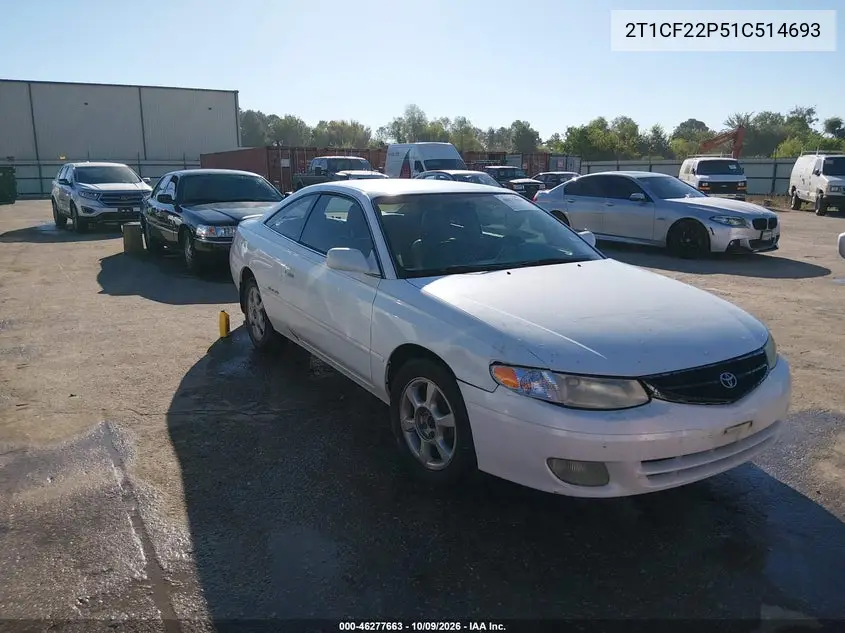 TOYOTA CAMRY SOLARA 2001, VIN 2T1CF22P51C514693