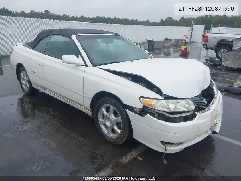 TOYOTA CAMRY SOLARA 2002, VIN 2T1FF28P12C871990