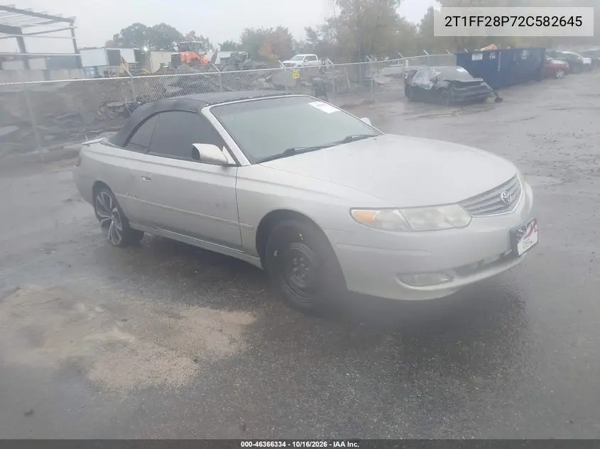 TOYOTA CAMRY SOLARA 2002, VIN 2T1FF28P72C582645