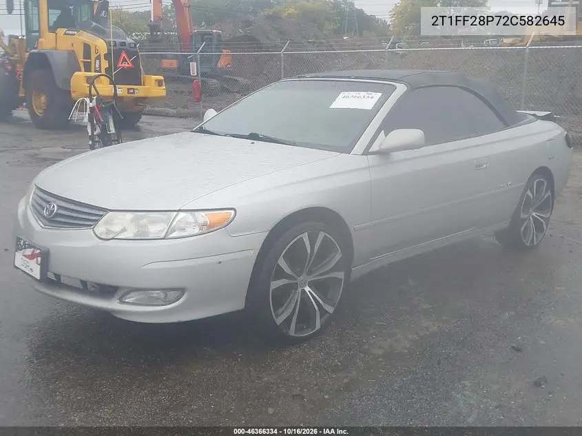 2002 TOYOTA CAMRY SOLARA VIN 2T1FF28P72C582645 — фото 2