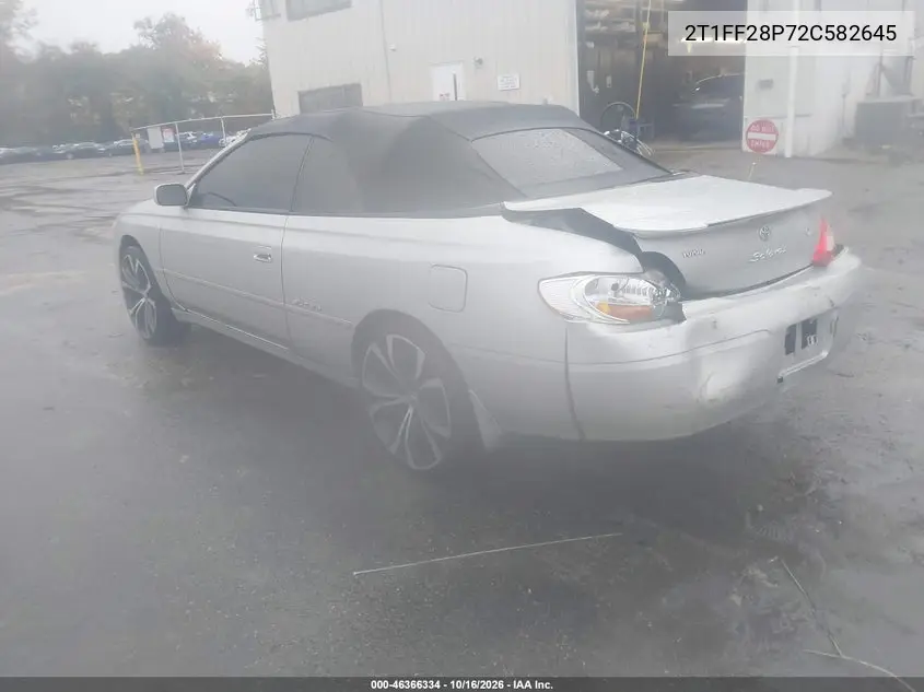 2002 TOYOTA CAMRY SOLARA VIN 2T1FF28P72C582645 — фото 3