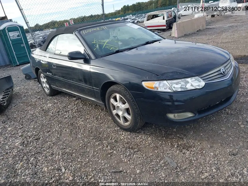 TOYOTA CAMRY SOLARA 2002, VIN 2T1FF28P12C583600